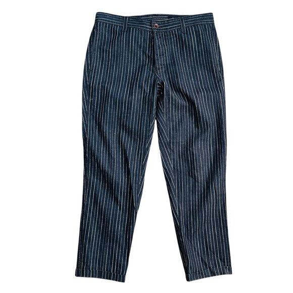 AG Adriano Goldschmied Men's Size 32 Payton Drawstring Cropped Stripe Blue Pants - Picture 1 of 9